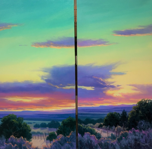 Click to view detail for Sundown Over the Rio Grande 12x24 Diptych $3000